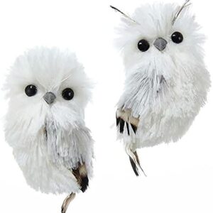 Kurt Adler 5.1in Silver Hanging Owl Christmas Ornament,Acrylic, 2 Assorted