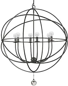Crystorama Solaris 6 Light Bronze Sphere Chandelier - Ceiling Light Fixture - Chandeliers for Hallway, Living Room, Foyer, Farmhouse - Indoor Modern Chandelier and Flush Mount Light Fixture