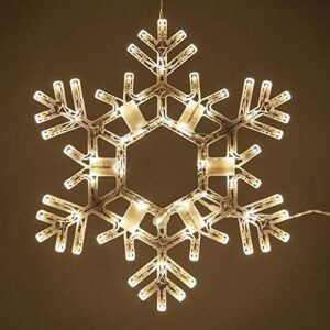 Kringle Traditions 20" Folding Warm White Snowflake Decoration LED Snowflake Lights Large Snowflake Decorations Outdoor Lighted Snowflake (20" Warm White Snowflake)