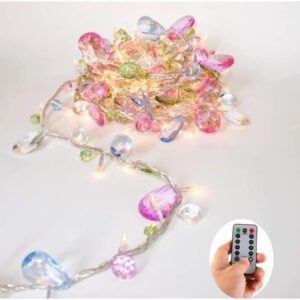 Battery Operated Indoor House String lights Bohemia style String with Colorful Jewels LED Fairy Christmas Lights Battery Powered 8 Mode RemoteTimer 30 Warm White LED Gift Lights for Bedroom Kids