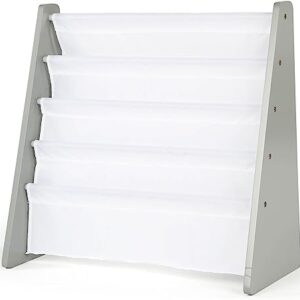 Humble Crew, Grey/White Kids Book Rack Storage Bookshelf, 4 Tiers
