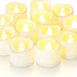 Homemory 12Pcs Flickering Flameless Candle Battery Operated, 200+Hours Fake Electric LED Candles Tea Lights for Votive, Centerpiece Table Decorations