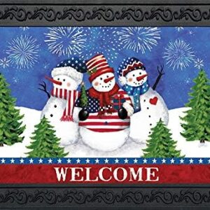 Briarwood Lane American Snowmen Winter Doormat Welcome Indoor/Outdoor 30" x 18"