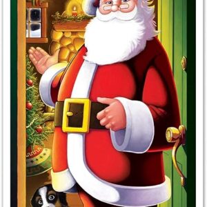 Beistle Printed Plastic Indoor Outdoor Santa Claus Cover for Front Door Home Holiday Christmas Decoration, 30" x 5', Multicolor