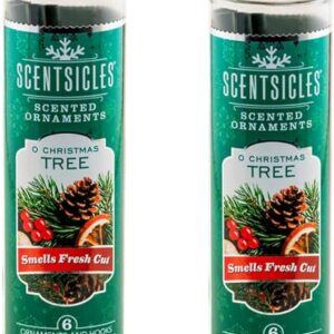 Scentsicles O Christmas Tree Scented Ornaments with Hooks - 2 Bottles (12 Sticks Total)