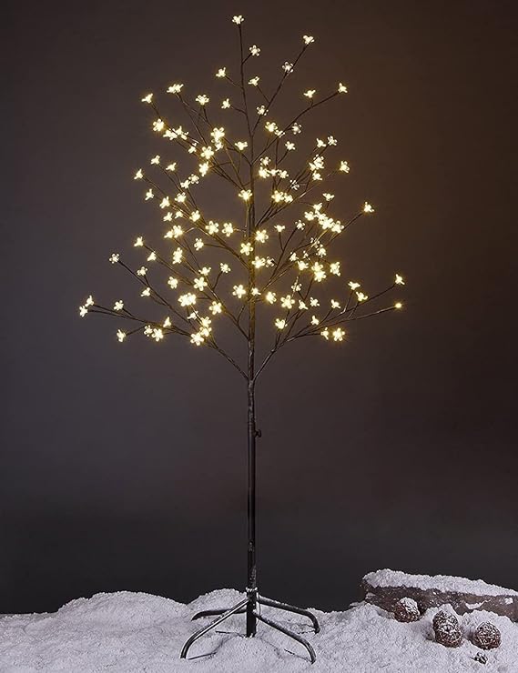 Lightshare Cherry Blossom Tree 5FT 128 LED Lighted Tree for Decoration Inside and Outside, Home Patio Wedding Festival Christmas Decor, Warm White