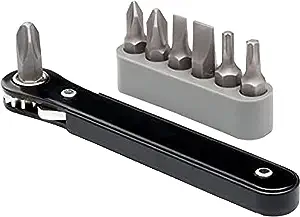 Neiko 03044A 1/4-Inch Close-Quarters Ratcheting Screwdriver & Bit Set