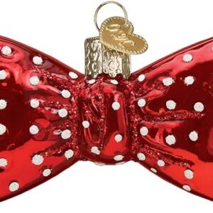 Old World Christmas Bowtie Ornament, Red Polka Dots