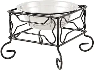 YML Wrought Iron Stand with Single Stainless Steel Feeder Bowl