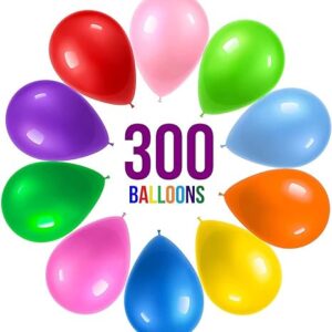 Prextex 300 Party Balloons 12 Inch 10 Assorted Rainbow Colors - Bulk Pack of Strong Latex Balloons for Party Decorations, Birthday Parties Supplies or Arch Decor - Helium Quality