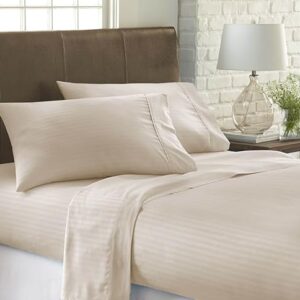 ienjoy Home Embossed 4 Piece Sheet Set, Queen, Stripe Cream