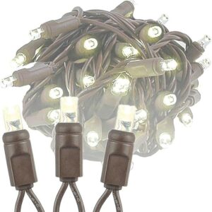 Novelty Lights 50 Light LED Christmas Mini Light Set, Outdoor Lighting Party Patio String Lights, Warm White, Brown Wire, 25 Feet