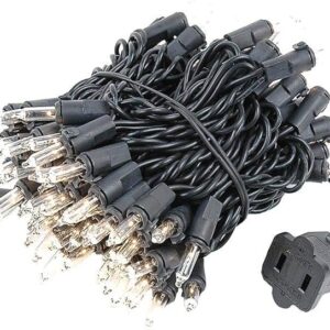 Novelty Lights Clear Incandescent Christmas String Lights - UL Listed Indoor/Outdoor Light Set w/ 100 Mini Bulbs for Christmas Tree, Patio, Wedding Decor, and More - (Black Wire, 22' Long)