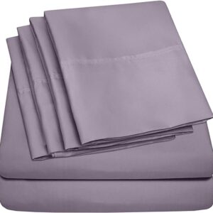 Queen Sheets Plum - 6 Piece 1500 Supreme Collection Fine Brushed Microfiber Deep Pocket Queen Sheet Set Bedding - 2 Extra Pillow Cases, Great Value, Queen, Plum