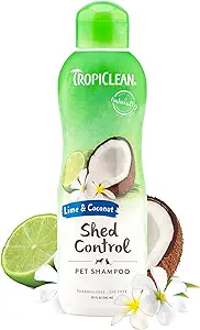 TropiClean Lime & Coconut Shed 20 oz Dog Deshedding Shampoo for Shedding Control - Naturally Derived Ingredients - Soap & Paraben Free