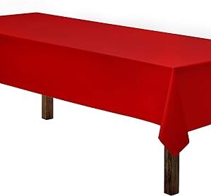 Gee Di Moda Rectangle Tablecloth - 60 x 126 Inch | Red Rectangular Table Cloth for 8 Foot Table in Washable Polyester | Great for Buffet Table, Parties, Holiday Dinner, Wedding & Baby Shower