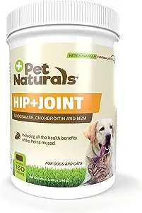 Pet Naturals Hip And Joint Supplement With Glucosamine Chondroitin And MSM For Dogs And Cats Duck Flavor 160 Chews