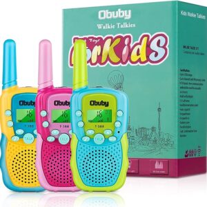 Obuby Toys for 3-12 Year Old Boys Walkie Talkies for Kids 22 Channels 2 Way Radio Gifts Toys with Backlit LCD Flashlight 3 KMs Range Gift Toys for Age 3 up Boy and Girls to Outside , Hiking, Camping