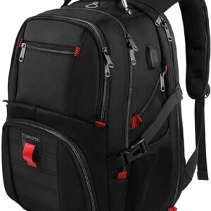 YOREPEK 50L Travel Backpack, 17 Inch Computer Bag, Black