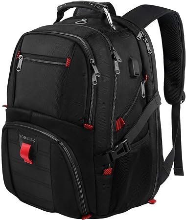 YOREPEK 50L Travel Backpack, 17 Inch Computer Bag, Black