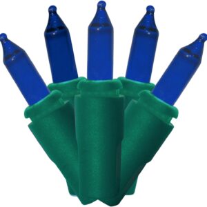 Brite Star 100 Count Mini String to String Lights, Green Wire, Blue
