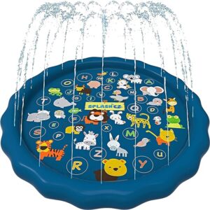 SplashEZ 3-in-1 Splash Pad, Sprinkler for Kids and Baby Pool for Learning – Toddler Sprinkler Pool, 60’’ Outside Water Toys – “from A to Z” Outdoor Play Mat for Babies & Toddlers