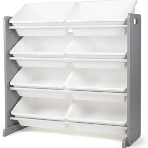 Humble Crew Toy Storage Organizer, 8 Large Storage Bins, Grey/White