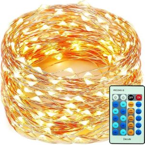 Decute 300Led 99FT Copper Wire Christmas Fairy String Lights Dimmable with Remote Control Starry Lights with UL Cerficated Decorative for Party Wedding Bedroom Christmas Tree Warm White