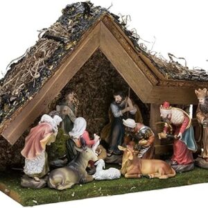 Kurt Adler 9-1/2-Inch Musical LED Nativity Set with Figures and Stable