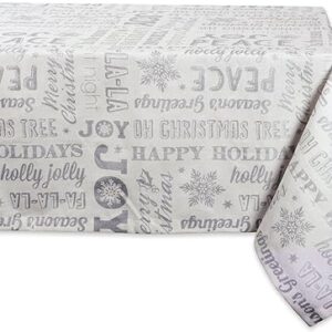 DII Holiday Dining Table Linen Metallic Fabric Kitchen Décor, Christmas Tablecloth, 60x84, Silver Holiday Collage