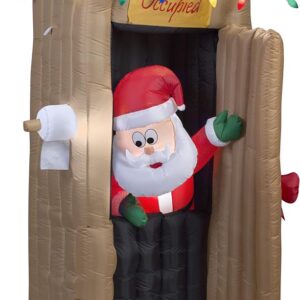 Gemmy Christmas Inflatable 6 FT Tall Animated LED Lighted Outhouse Santa Outdoor Yard Prop