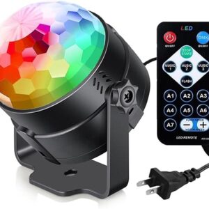 Sound Activated Party Lights with Remote Control Dj Lighting, Disco Ball Strobe Lamp 7 Modes Stage Light for Home Room Dance Parties Birthday Karaoke Halloween Christmas Wedding Show Club Decorations