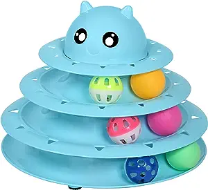 UPSKY Cat Toy Roller Cat Toys 3 Level Towers Tracks Roller with Six Colorful Ball Interactive Kitten Fun Mental Physical Exercise Puzzle Toys