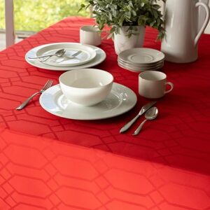 Benson Mills Solid Chagall Spillproof Fabric Table Cloth for Everyday, Christmas, and Holiday Tablecloth (60" x 104" Rectangular, Scarlet/Red)