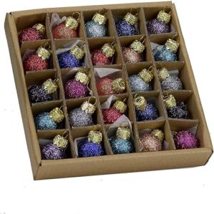 Kurt S. Adler 0.78-Inch Glitter Glass Ball, 25 Piece Set Ornaments, Multi, Count, for Christmas