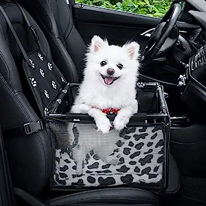 GENORTH Dog Car Seat Upgrade Deluxe Portable Small Pet Booster Seat with Clip-On Safety Leash and BlanketPerfect for Small P