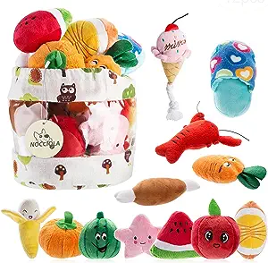 Nocciolaa12 Pack Dog Squeaky Toys Cute Plush Toys For Small Mediumadogpetatoyssqueaky Toysplush Games Carry Bag