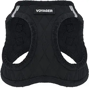 Voyager Step-In Plush Dog Harness Soft Plush Step In Vest Harness for Small and Medium Dogs by Best Pet Supplies - Black Plush S Chest: 14.5 - 16