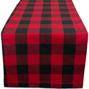 DII Buffalo Check Collection, Classic Farmhouse Table Runner, 14x72, Red & Black