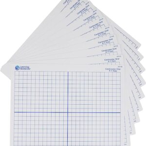 Learning Resources 9"x 11" Double Sided X-Y Axis Dry Erase Mats, Graphing, Math Classroom Accessories, Teaching Aids, Set of 10, Ages 6+