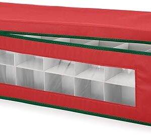 Whitmor Ornament Storage Box 42 Compartments with Outer Pocket for Ornament Hooks