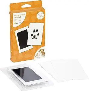 Pearhead Pet Paw Print Clean-Touch Ink Pad and Imprint Cards Cats or Dogs Black