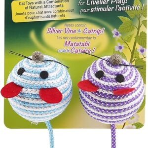 Hartz Cattraction Bell Mouse With Silver Vine And Catnip Cat Toys 2 Count