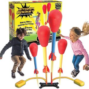 Stomp Rocket Original Dueling Rocket Launcher for Kids - Soars 200 Ft - 4 Rockets and Multi-Player Adjustable Launcher Stand - Fun Outdoor Toy and Gift - Boys or Girls Age 5+ Years Old