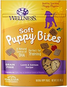 Wellness Puppy Bites Natural Grain Free Soft Puppy Treats Lamb & Salmon 3 Ounce Bag
