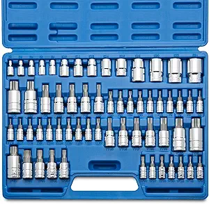 Neiko 10083A 60-Piece Torx Bit Socket and External Torx Socket Set S2 and CrV Steel