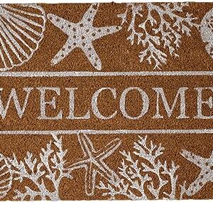 DII Natural Coir Doormat Outdoor Welcome Mat, 17x29, Seashells